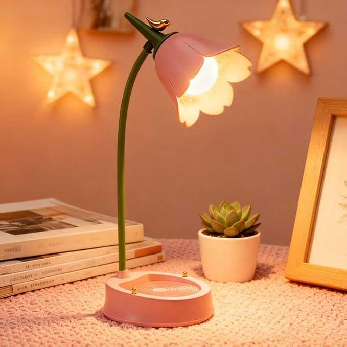 LED Desk Lamp Cordless Table Light Adjustable Gooseneck Dimmable Touch Rechargeable Battery Eye-Caring Night Light for Kids,Mini Cute Lamp for College Dorm Bedroom Reading