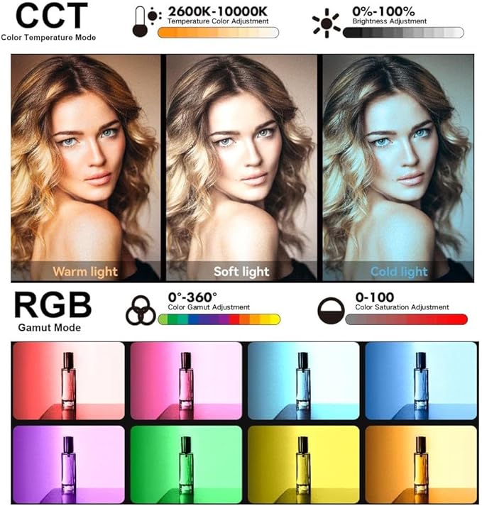Pocket RGB Video Light Panel | 3.7V, 10000mAh Li-ion Rechargeable Battery | High CRI and TLCI | RGB LED Lights Controls | 2500 to 9900K CCT Range, Designed for Content Creators and Vloggers by GENARAY