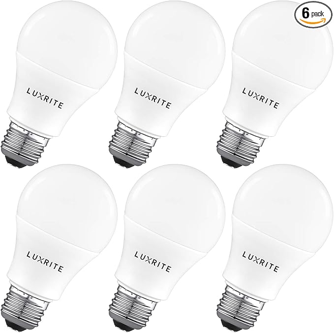 LUXRITE A19 LED Light Bulb 100W Equivalent, 3000K Soft White Non-Dimmable, 1600 Lumens, Standard LED Bulb 15W, E26 Medium Base, UL Listed, Perfect for Table Lamps and Home Lighting (6 Pack)