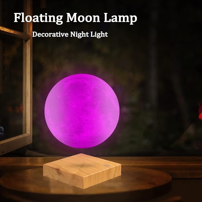 VGAzer Levitating Moon Lamp - Floating and Spinning Moon Light Spinning in Air - Night Lamp for Office, Home, Room Decor, (16 Colors)…