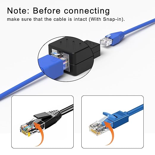 100 PCS Gigabit RJ45 Coupler, Ethernet Extender Connector in Line Coupler for Cat8/Cat7/Cat6/Cat5e/Cat5 Ethernet Cable Extender Adapter Female to Female (Black)