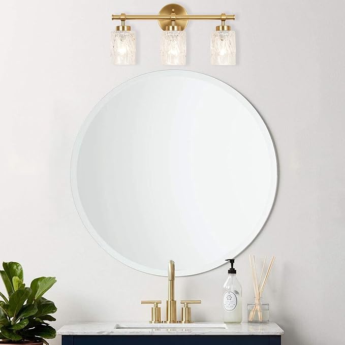 ALICE HOUSE 3-Light Vanity Light Fixture Over Mirror, Brushed Brass, Easy Bulb Replacement, LED Compatible, Bright and Elegant Bathroom Light for Makeup AL5095-W3