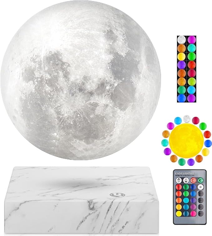 VGAzer Levitating Floating Moon Lamp With 16 Colors,Spinning Night Light,Galaxy Moon Light for home offcice Decro, Gift Light for Kids Lover Friends
