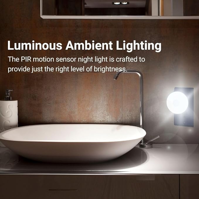 Bright Night Light LED Motion and Light Sensor AC Outlet Plug-in Flexible Neck Rotatable PIR Automatic Lamp Dusk to Dawn (5, Watts)