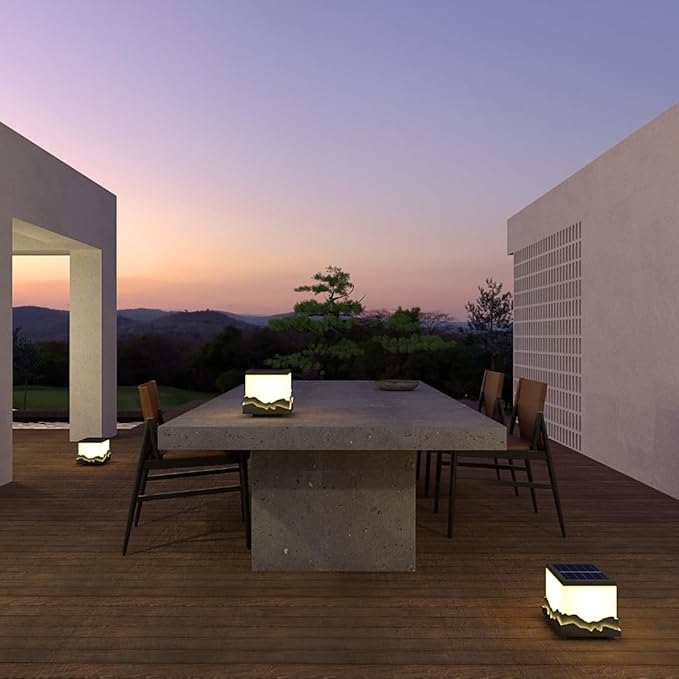 Ozarke Sun Glow Solar Powered Outdoor Lights - Stainless Steel Rechargeable Cordless Floor Lamp for Yard Pathway Patio Porch Garden Decoration, Warm 3000K IP65 Weather-Resistant