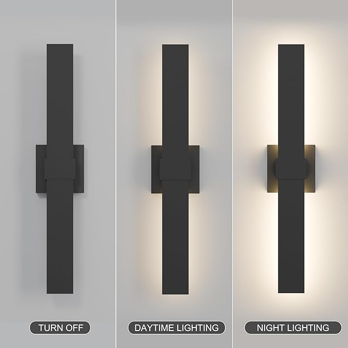 LamQee 23.6 In Aluminum Long Outdoor Wall Lights, 3000K 1303LM LED Waterproof IP65, Modern Exterior Lighting Fixture Linear Outdoor Sconce Wall Mount Outside Lighting for House Porch Patio Garage Door