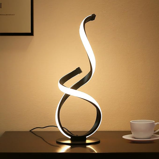 JIOODICH Spiral LED Table Lamp – Dimmable 3-Color Touch Bedside Desk Light, 16"