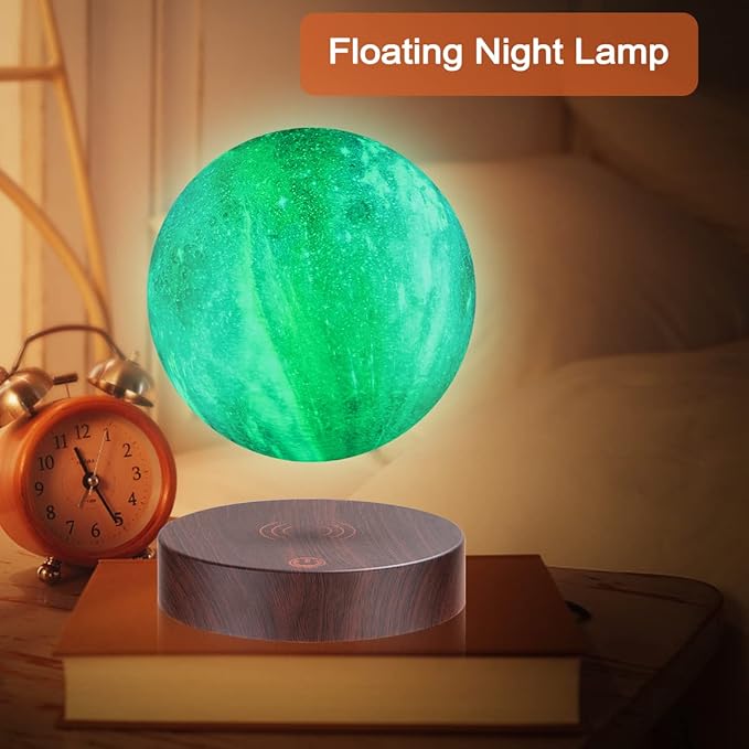Levitating Moon Lamp, Magnetic Floating Galaxy Moon Light with 16 Colors LED Lighting, Spinning 3D Moon Lamp Rotating Night Lights for Room Decor, Office Desk Toys, Creative Gifts