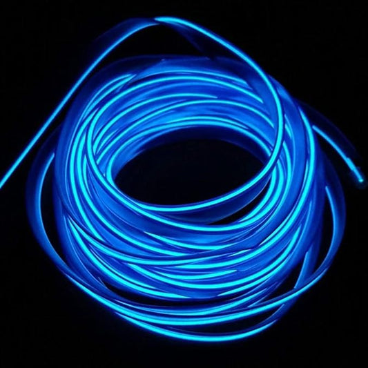 ABALDI Interior Car Lights El Wire Rope Lights DC 12V Driver Neon Atmosphere Glowing Strobing Electroluminescent Light Car Interior Decoration(5m/16ft,Blue)