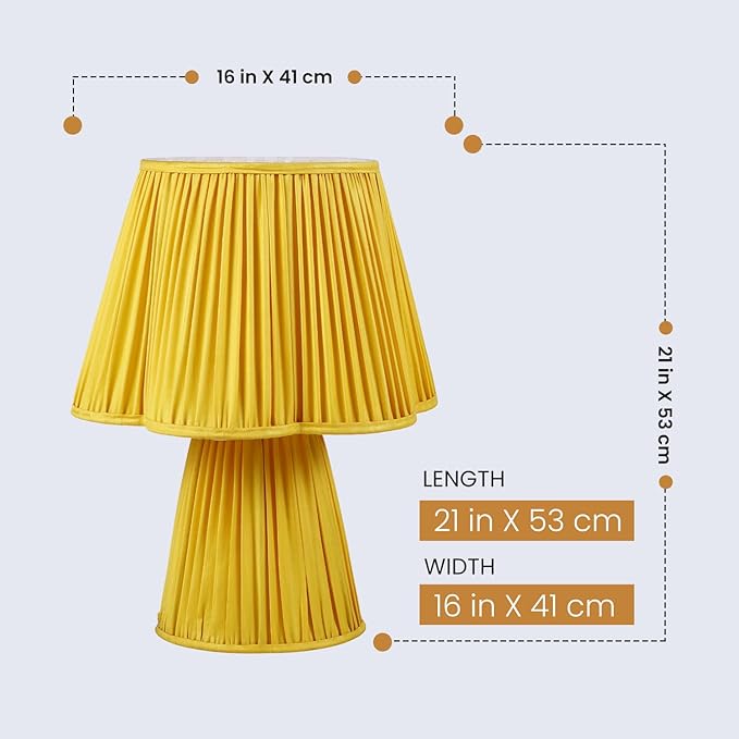 Handicrafts Home Handcrafted Satluj Silk Fabric Table Lamp, 16x21” Modern Farmhouse Accent Table Lamp, Decorative Dome Bedside Nightstand Lamp for Bedroom Living Room, Small Desk Light, Sunflower