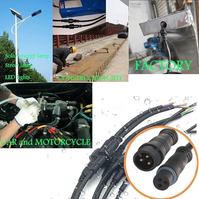 Waterproof Connector 3 Wire,22AWG 3Pin Male Female Plug LED Connector with IP68,30CM Extension Cable for Car,LED Strip Lights(3Pack)