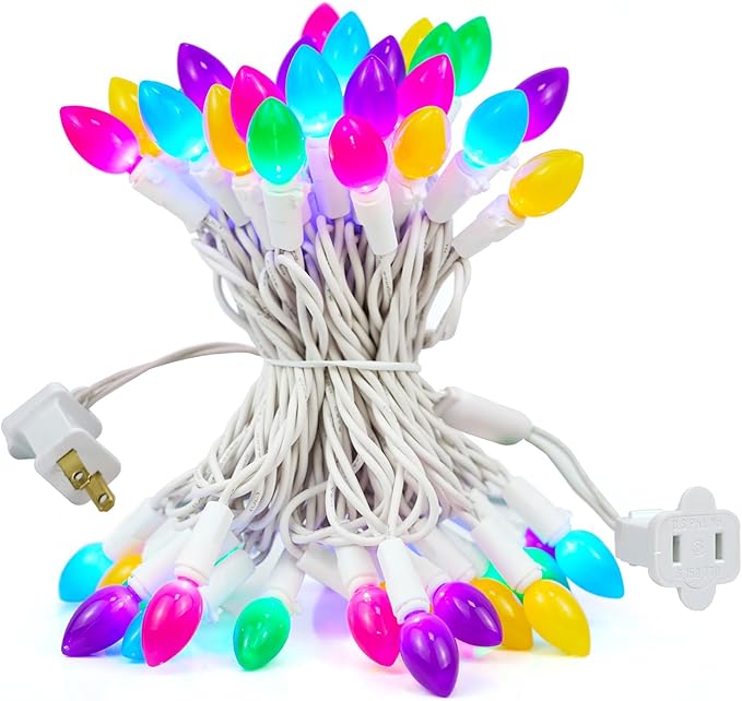 BOHON Easter Decorations, Easter Lights String Plug in, 50 LED 17FT Multi Color Christmas Lights, White Wire Fairy Lights for The Home Outdoor Bedroom Patio Wreath Window Tree Garland Decor