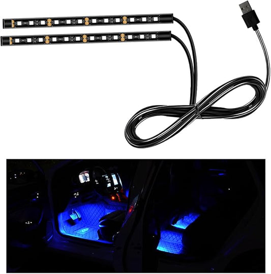 Car LED Strip Light, 24 LED RGB Auto Interior Atmosphere Lights, USB Vehicle Under Dash Ambient Night Light Strip, Interior Decorative Lamp Lighting Kit Car Accessories (Blue)