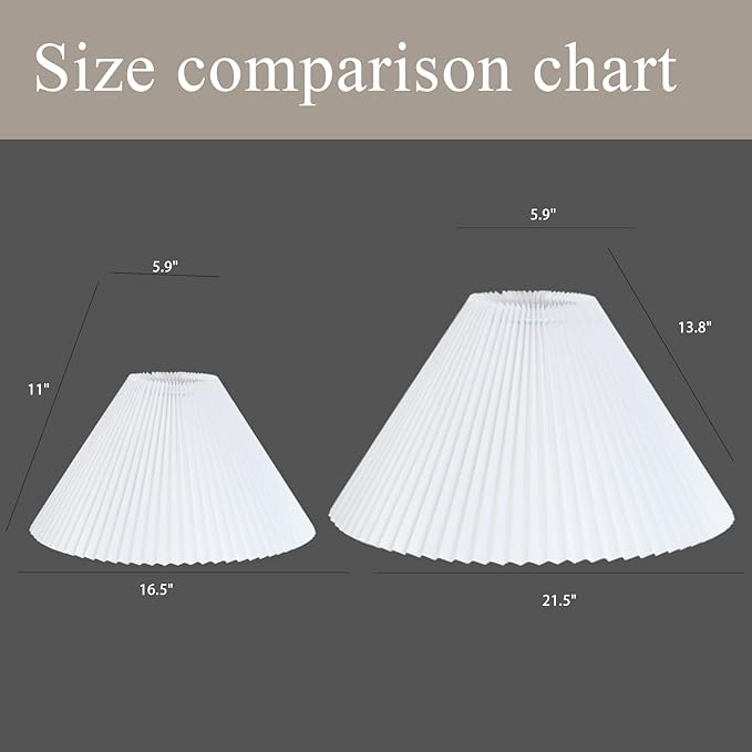 Large Pleated Lamp Shade for Arc/Arched Floor Lamps Replacement spider lampshade 5.9"Top X 21.5"Bottom X 13.8"High-White