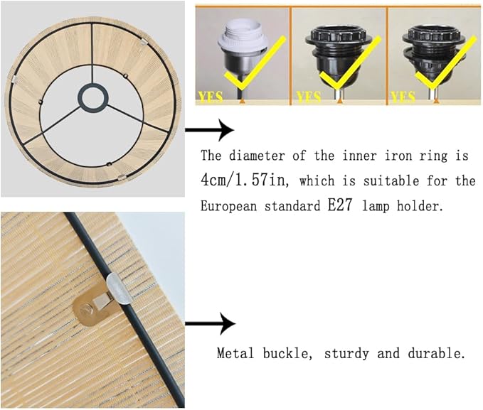 bamboo lamp shade modern decorative black stripe groovy unique Lamp Replacement Accessories E27 size 30x23cm