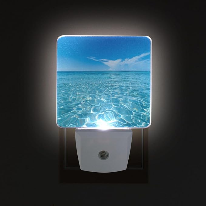 Blue Sky and Sea Night Light 2 Pack Dusk to Dawn Sensor Led Lamp for Women Men Night Lights Plug into Wall Decor for Bedroom Kitchen Bathroom Corridor, 0.5W