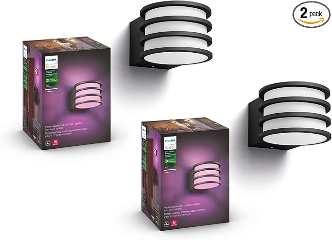 Lucca Hue WCA wall Lantern Black NAM - Pack of 2