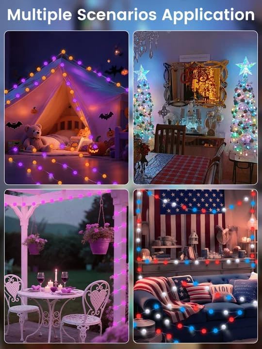 Smart Color Changing Easter Lights Outdoor Indoor, 33FT 66LED App Control RGB Globe Pastel String Light with Remote & Timer, Music Sync Twinkle Fairy Light for Girl's Bedroom Easter Decorations