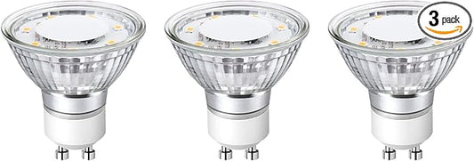Lepro Non-Dimmable GU10 LED Light Bulbs, 2700K Soft Warm Light GU10 Bulb Replacement for Recessed Track Lighting, 4W LED Bulbs with 100°Flood Beam for Kitchen, Range Hood, Living Room, Bedroom, 3 Pack