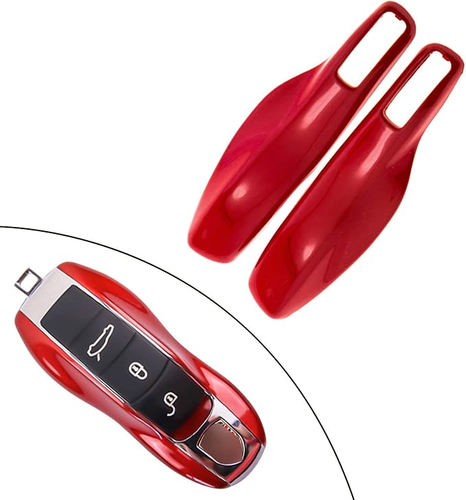 x xotic tech Red Smart Remote Key Fob Protector Cover Shell Case Holder Compatible with Porsche Boxster Cayenne Panamera Cayman Macan Carrera 911 991 918 Spyder(Fits 3 Button)