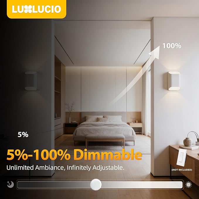 1 Pack White Up & Down Wall Sconce Lamp 5%-100% Dimmable, Modern Indoor/Outdoor Porch Light, IP65 Waterproof, 120V, 1200LM, 12W, 2700K-5000K 5-Color Selectable, CRI90+, ETL FCC Certified