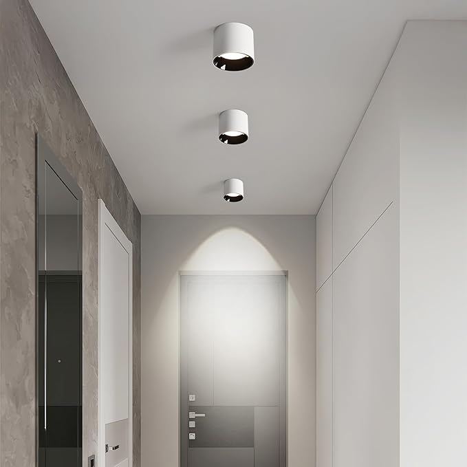 3Pack Modern LED Flush Mount Ceiling Light Fixture, 20W Dimmable & 3000K-6000K 3 Color Selectable White Cylinder Ceiling Lamps for Low Profile Living Room Hallway Entryway Kitchen Dining Room Foyer