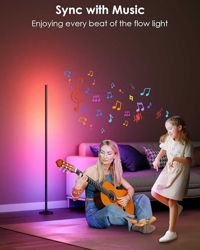 Corner Floor Lamp 2 Packs, Compatible with Alexa & Google Home, Smart RGB LED Corner Lamp with Music Sync 16M Colors 68+ Scene, APP and Remote Control, Ambient Lighting for Bedroom Living Gaming Room