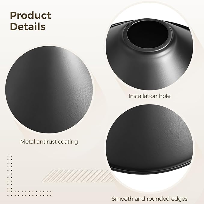 4 Pack Metal Lampshades, Conical Matte Black Pendant Light Cover, Industrial Farmhouse Style Lamp Shade for Kitchen Island, Dining Room, Hallway, Entryway Lighting Fixtures