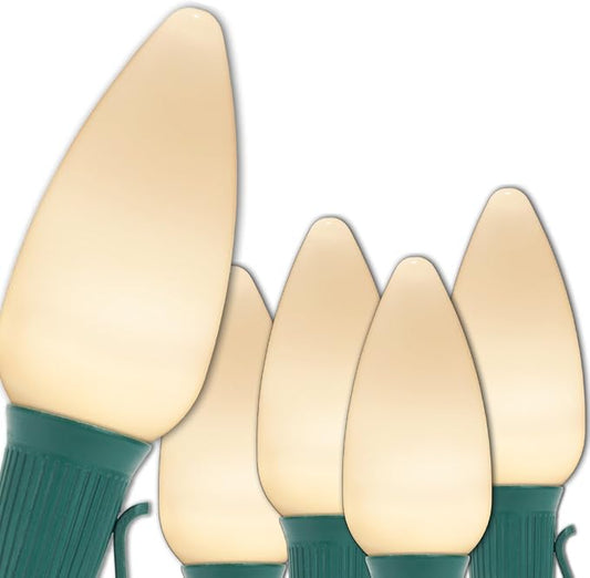 Wintergreen Lighting C9 OptiCore LED Commercial Outdoor Christmas Lights – Heavy Duty Christmas String Lights; Green Wire (25 Lights, 25 ft, Warm White Smooth/Opaque)