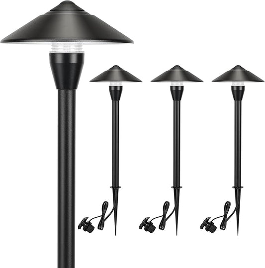 LUTEC 12V Low Voltage Pathway Lights, Die-cast Aluminum Pathway Lights with Connectors，IP65 Waterproof Outdoor Landscape Lighting, 3W 240LM Warm White 3000K for Path, Yard, Garden, 4 Pack