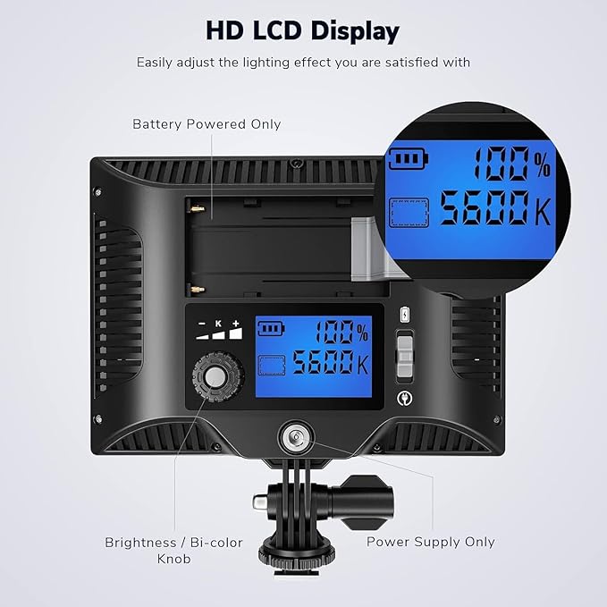 2-Pack Key Light Panel Kit, LED Video Light Dimmable Bi-Color 3200-5600k Video Conference Lighting with Gooseneck Tubes Desk Light for Podcast/Streaming/Gaming/Zoom Meetings/Broadcast/YouTube