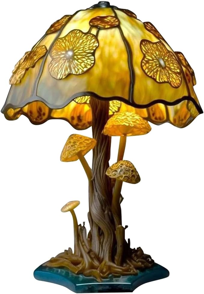 Mmoneyake Stained Plant Series Table Lamp, Vintage Bedside Table Lamp Decorative Desk Lamps, Desk Lamps Decorative Lamp for Bedroom Living