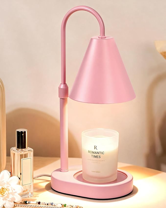 Modern Pink Candle Warmer Lamp with Timer, Dimmable Candle Lamp Warmer, Men Women for Birthday Gifts, Adjustable Candle Light, Anniversary Day Gifts Candle Warmer, Cozy Living Room Bedroom Home Decor