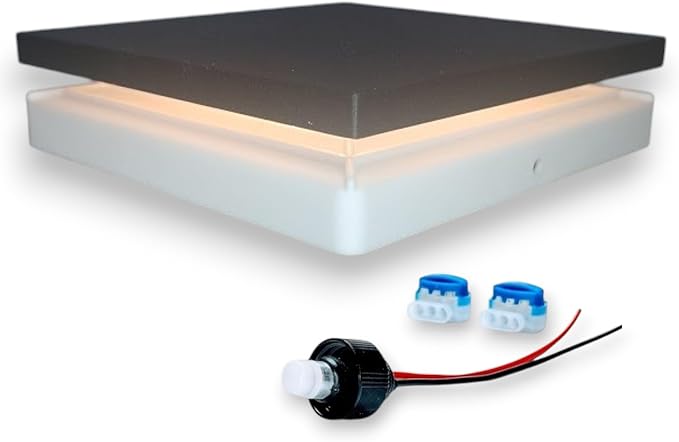 DekLights® DIY Line LED Lighted Post Cap for 6x6 Wood Posts (True 5.5"x5.5"). Our 12volt Low Voltage with Replaceable LED Bulb. for Your 6x6 Fence Posts (Black & White Cap 3000k Bulb)