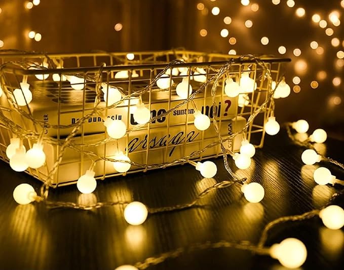 33ft 80 LED Globe String Lights – USB Powered Warm White Fairy Lights for Bedroom, Patio, Wedding, Party & Indoor Outdoor Decor