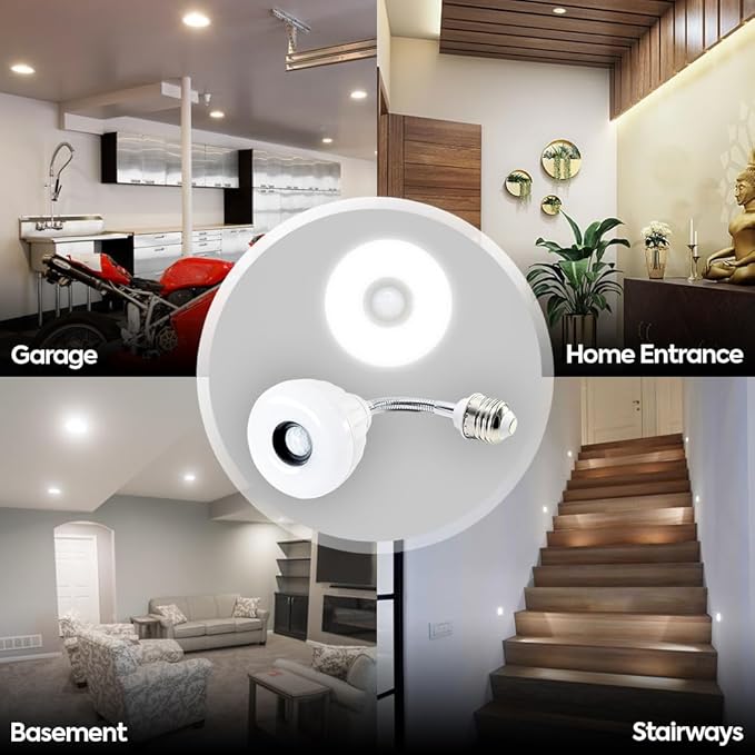 Bright Night Light LED Motion and Light Sensor AC Outlet Plug-in PIR Automatic Lamp Plug Into Wall Dusk to Dawn 5W Bedroom Garage Stairway Basement Hallway