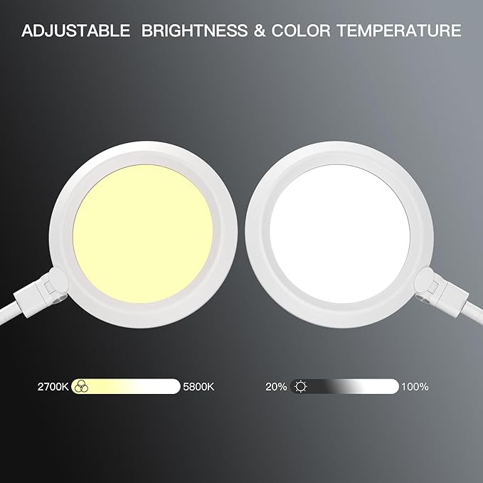VERSKI LED Desk Lamp for Video Conferencing, Webcam Light, Reading Light, Dimmable 4 Color Modes, 18W Desk Light, Clip on Light, Eye Care Zoom Light, for Home Office and Office Use, White