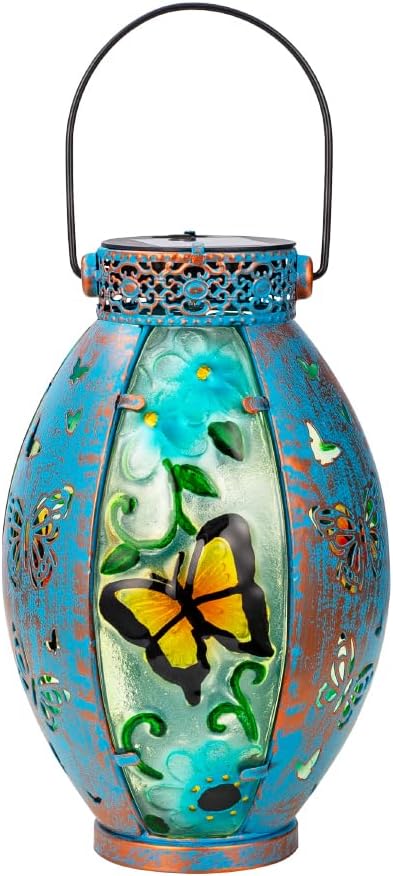Butterfly Hanging Solar Lantern Outdoor Garden Decor, Butterfly Lantern Memorial Gardening Gifts for Mom Grandma, Solar Lights for Outside Waterproof Table Decor