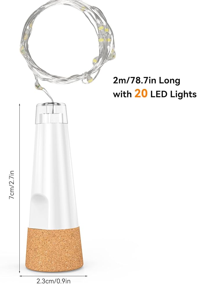 OUSMIN String Lights, USB Rechargeable Wine Bottle Lights with Cork, 2025 Version USB Fairy Light for Party Christmas