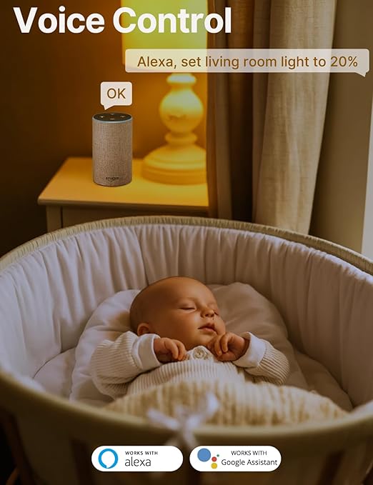 MOES 3 Way Smart Star Ring Dimmer Switch, 2.4GHz WiFi Dimmable Light Switch,Neutral Wire Required, Smart Life APP Remote Control, Works with Alexa & Google Assistant, Timer & Schedule White 2 Gang