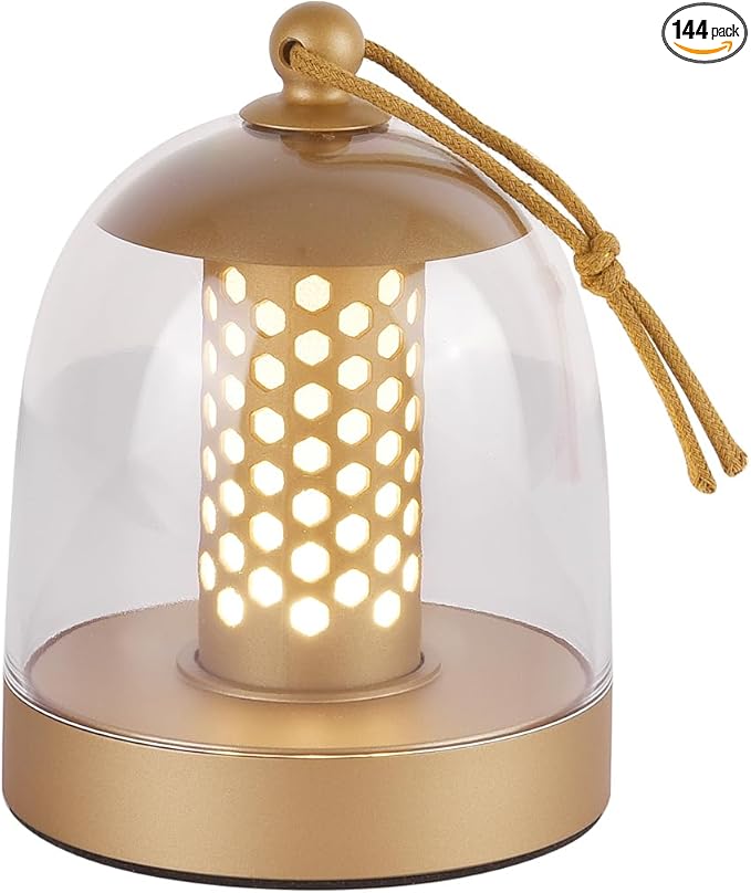 Camping Lantern, IPX4 Waterproof Touch Control LED Night Light, USB Rechargeable & Long Lasting Battery, Portable Hanging Tent Lamp for Outdoor Camping Hiking Backpacking,Yellow Gold