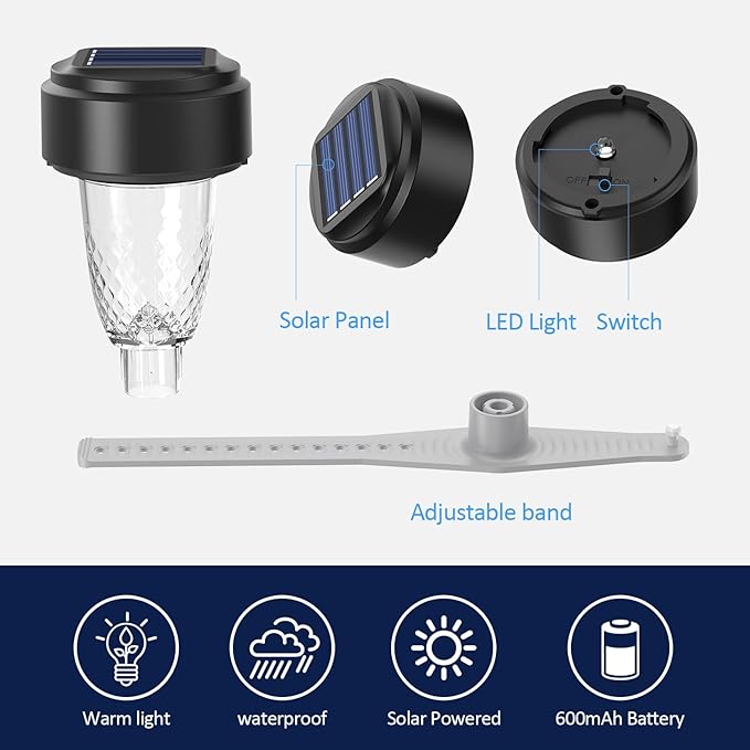 Solar Pool Lights - 6 Pack, Pool Light for Framed Above Ground Pools, Outdoor Swimming Pool Fence Decoration Accessories, Waterproof LED Pool Solar Lights, Pool Enclosure Lighting Decor