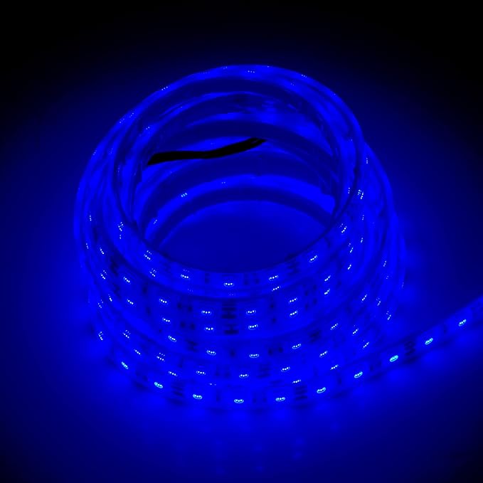 BSOD LED Strip Lights for Boats,12V Outdoor Blue Underwater Rope Light Real IP68 Waterproof Strip 16.4ft Marine Fish String Flexible Light for Swimming Pool Boat Fish Tank(Blue)