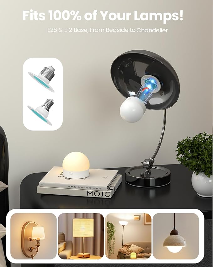 UNILAMP E26 E12 Rechargeable Battery Operated Light Bulb with Remote: 3 Colors+12 RGB Dimmable LED Bulbs with Timer, 2000mAh Magnetic Camping Puck Lights for Lamp, Porch, Emergency - 4 Pack