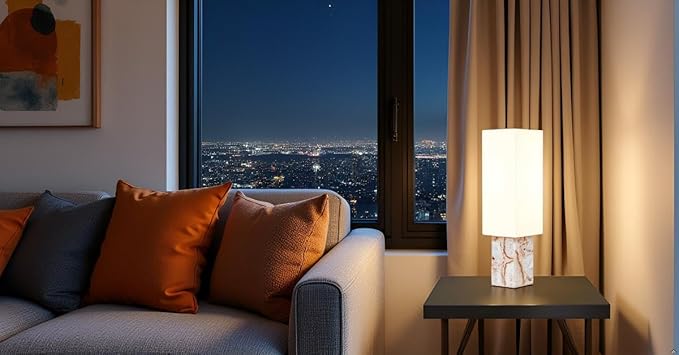 Cruiser’s Caché 18" Contemporary Contemporary Agate Table Lamp, Natural Color with Handloomed Fabric Lampshade