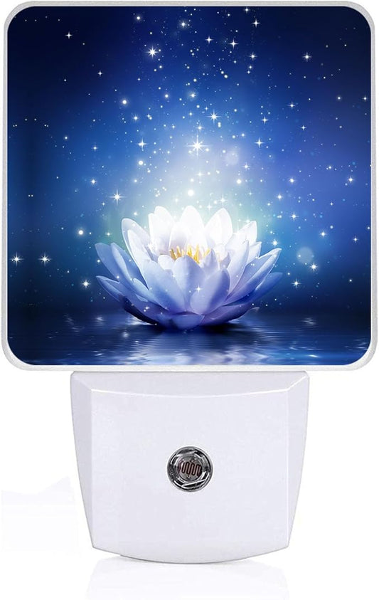 Lotus Flower on Water?Night Light, Plug-into Wall Magic Sparkling Glitter Star Nightlight Lamp with Dusk to Dawn Sensor, Led Lamp 0.5W Energy Efficient for Boys Girls Adults Home Decor