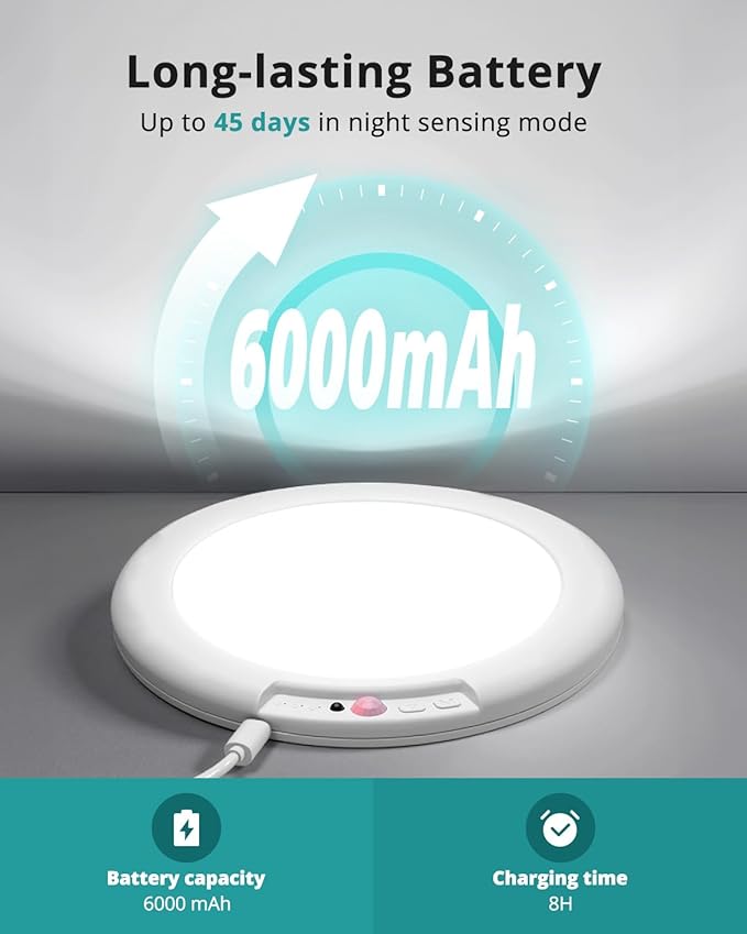 wowatt 2Pcs Battery Operated Ceiling Lights Rechargeable Motion Sensor Light Indoor Wireless Shower Light with Remote 3000K 4500K 6500K 7.48in Dimmable Timing Motion Activated Lamp for Closet Shower