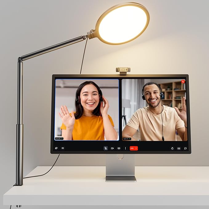 Weilisi 10.2" Desk Ring Light with Stand, 360° Rotate Desk Lamps for Home Office with C-Clamp, Flexible Height Desk Light, Adjust Arm Ring Light for Desk, Podcast, Gaming, Recording, Zoom Lighting