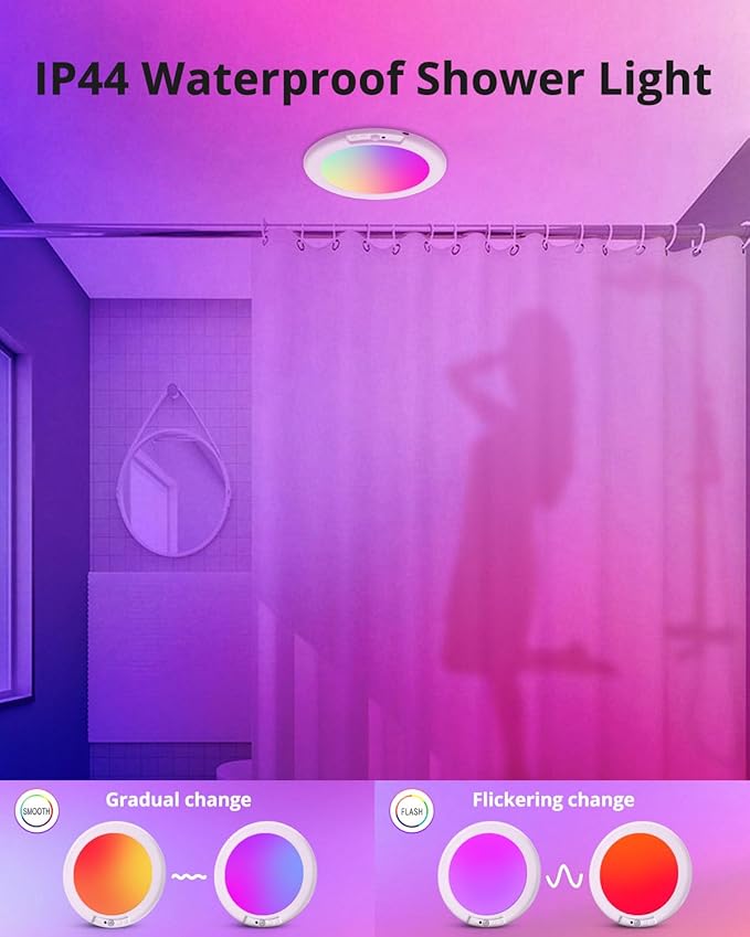 wowatt 13 Colours Battery Operated Ceiling Lights, Rechargeable Motion Sensor Light Indoor Wireless Shower Lamp with Remote, 7.48in Dimmable Timing Motion Activated for Closet Shower Pantry