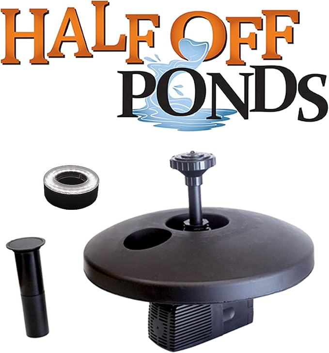 HALF OFF PONDS Small Floating Fountain – 750 GPH Pump for Ponds & Water Gardens – Adjustable 40" Spray – Color-Changing RGB LED Ring, Float, 3 Nozzles & 30' Cord